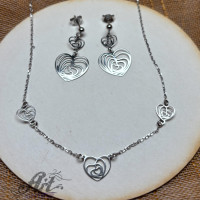 Сребърен комплект "Сърца в сърца" S-282